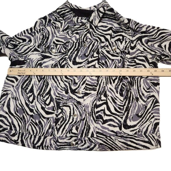 ❤️ 4/$20 Lucy & Laurel Woman jacket Zebra stripe Women's 2X button-up 100% linen - Picture 5 of 11